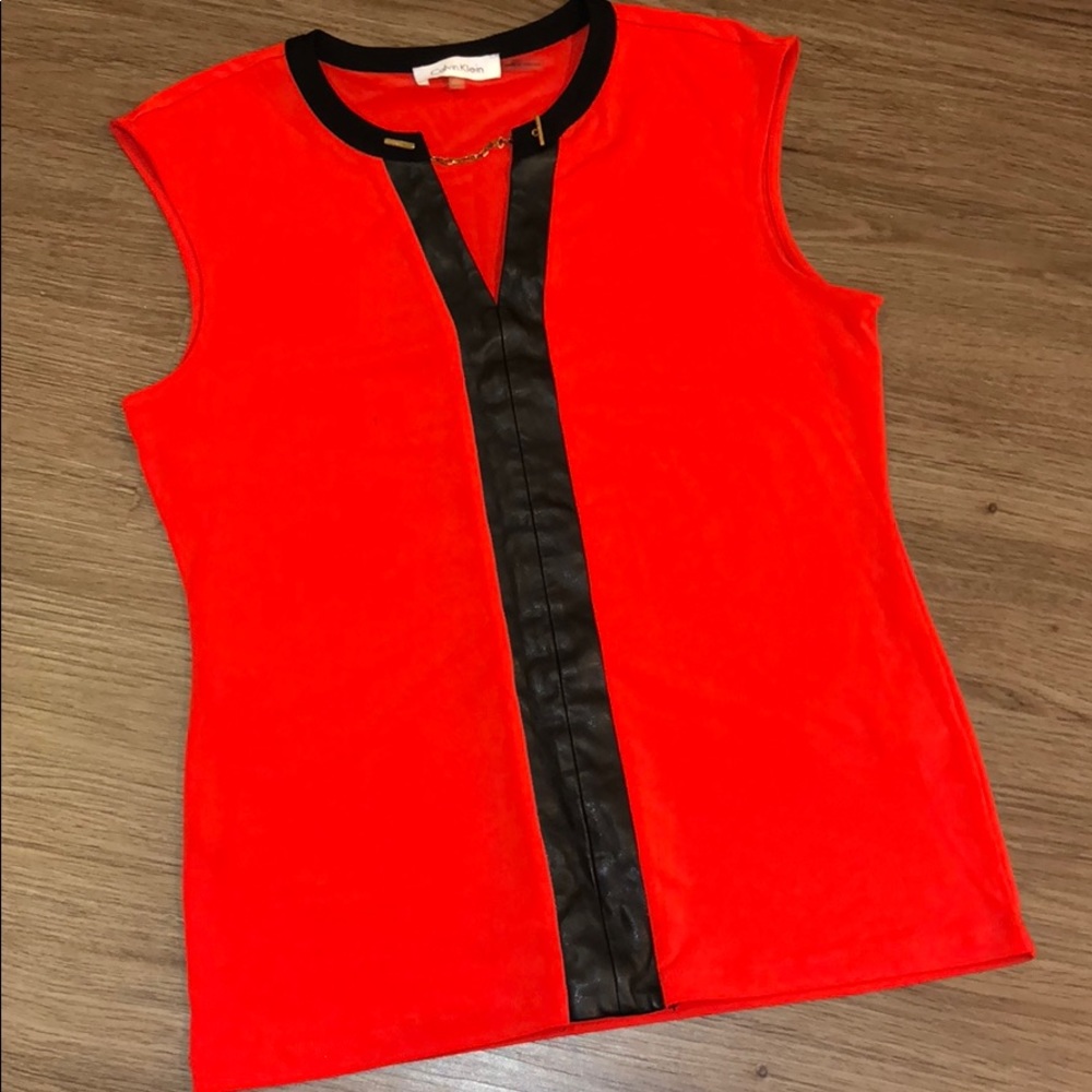 Calvin Klein bright red orange 🍊 Blouse